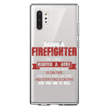 DistinctInk® Clear Shockproof Hybrid Case for Apple iPhone / Samsung Galaxy / Google Pixel - Being a Firefighter is Like Riding A Bike On Fire