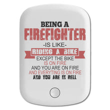 DistinctInk Magnetic Battery Pack, Wireless Portable Charger with USB-C Cable, Compatible with MagSafe iPhone 14 / 13 / 12 Series - Being a Firefighter is Like Riding A Bike On Fire