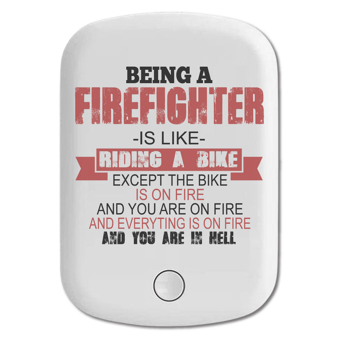 DistinctInk Magnetic Battery Pack, Wireless Portable Charger with USB-C Cable, Compatible with MagSafe iPhone 14 / 13 / 12 Series - Being a Firefighter is Like Riding A Bike On Fire