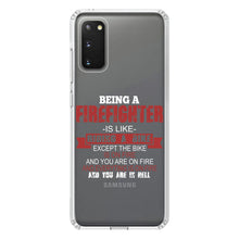 DistinctInk® Clear Shockproof Hybrid Case for Apple iPhone / Samsung Galaxy / Google Pixel - Being a Firefighter is Like Riding A Bike On Fire
