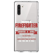 DistinctInk® Clear Shockproof Hybrid Case for Apple iPhone / Samsung Galaxy / Google Pixel - Being a Firefighter is Like Riding A Bike On Fire