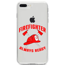 DistinctInk® Clear Shockproof Hybrid Case for Apple iPhone / Samsung Galaxy / Google Pixel - Firefighter - Always Ready