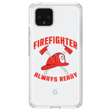 DistinctInk® Clear Shockproof Hybrid Case for Apple iPhone / Samsung Galaxy / Google Pixel - Firefighter - Always Ready
