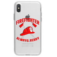 DistinctInk® Clear Shockproof Hybrid Case for Apple iPhone / Samsung Galaxy / Google Pixel - Firefighter - Always Ready