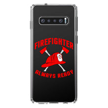 DistinctInk® Clear Shockproof Hybrid Case for Apple iPhone / Samsung Galaxy / Google Pixel - Firefighter - Always Ready