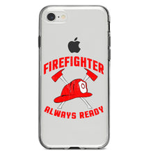 DistinctInk® Clear Shockproof Hybrid Case for Apple iPhone / Samsung Galaxy / Google Pixel - Firefighter - Always Ready