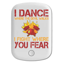 DistinctInk Magnetic Battery Pack, Wireless Portable Charger with USB-C Cable, Compatible with MagSafe iPhone 14 / 13 / 12 Series - Firefighter - I Dance Where the Devil Walks