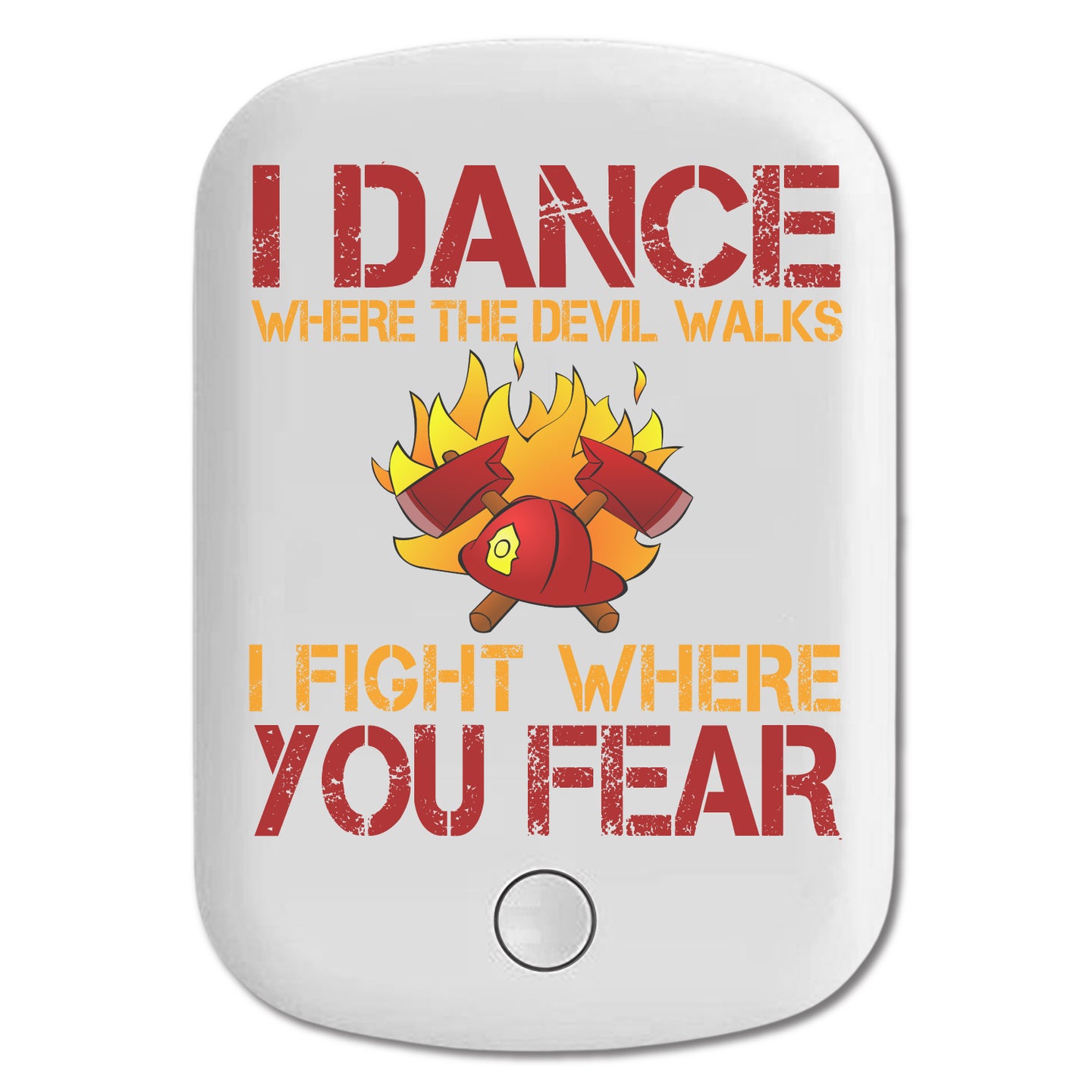 DistinctInk Magnetic Battery Pack, Wireless Portable Charger with USB-C Cable, Compatible with MagSafe iPhone 14 / 13 / 12 Series - Firefighter - I Dance Where the Devil Walks