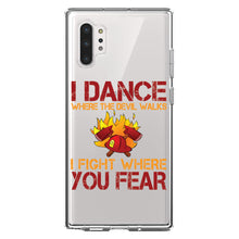 DistinctInk® Clear Shockproof Hybrid Case for Apple iPhone / Samsung Galaxy / Google Pixel - Firefighter - I Dance Where the Devil Walks
