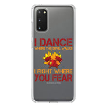 DistinctInk® Clear Shockproof Hybrid Case for Apple iPhone / Samsung Galaxy / Google Pixel - Firefighter - I Dance Where the Devil Walks