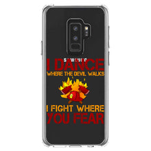 DistinctInk® Clear Shockproof Hybrid Case for Apple iPhone / Samsung Galaxy / Google Pixel - Firefighter - I Dance Where the Devil Walks