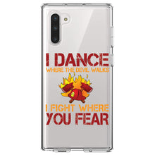 DistinctInk® Clear Shockproof Hybrid Case for Apple iPhone / Samsung Galaxy / Google Pixel - Firefighter - I Dance Where the Devil Walks