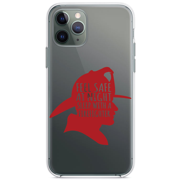 DistinctInk® Clear Shockproof Hybrid Case for Apple iPhone / Samsung Galaxy / Google Pixel - Feel Safe at Night Sleep with a Firefighter