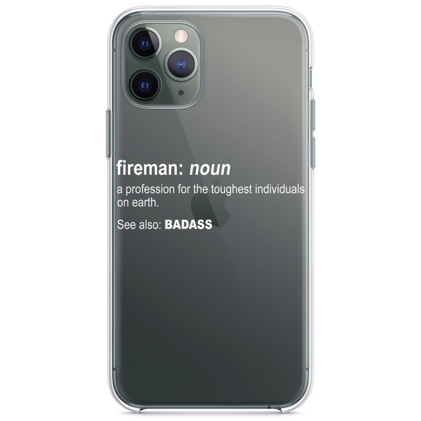 DistinctInk® Clear Shockproof Hybrid Case for Apple iPhone / Samsung Galaxy / Google Pixel - Fireman Definition Profession for Toughest