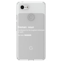 DistinctInk® Clear Shockproof Hybrid Case for Apple iPhone / Samsung Galaxy / Google Pixel - Fireman Definition Profession for Toughest