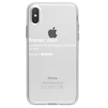 DistinctInk® Clear Shockproof Hybrid Case for Apple iPhone / Samsung Galaxy / Google Pixel - Fireman Definition Profession for Toughest