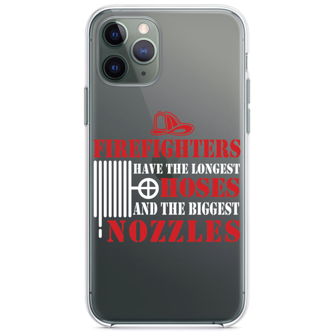 DistinctInk® Clear Shockproof Hybrid Case for Apple iPhone / Samsung Galaxy / Google Pixel - Firefights Have Longest Hoses and Biggest Nozzles