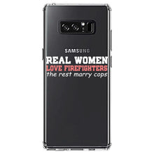 DistinctInk® Clear Shockproof Hybrid Case for Apple iPhone / Samsung Galaxy / Google Pixel - Real Women Love Firefighters Not Cops