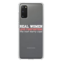 DistinctInk® Clear Shockproof Hybrid Case for Apple iPhone / Samsung Galaxy / Google Pixel - Real Women Love Firefighters Not Cops