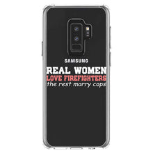 DistinctInk® Clear Shockproof Hybrid Case for Apple iPhone / Samsung Galaxy / Google Pixel - Real Women Love Firefighters Not Cops