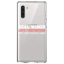 DistinctInk® Clear Shockproof Hybrid Case for Apple iPhone / Samsung Galaxy / Google Pixel - Real Women Love Firefighters Not Cops