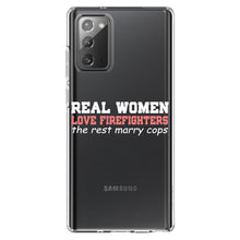 DistinctInk® Clear Shockproof Hybrid Case for Apple iPhone / Samsung Galaxy / Google Pixel - Real Women Love Firefighters Not Cops