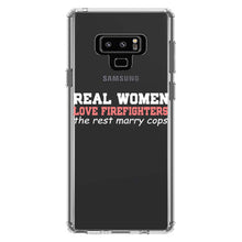 DistinctInk® Clear Shockproof Hybrid Case for Apple iPhone / Samsung Galaxy / Google Pixel - Real Women Love Firefighters Not Cops