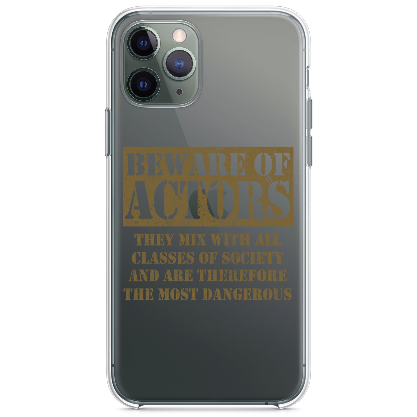 DistinctInk® Clear Shockproof Hybrid Case for Apple iPhone / Samsung Galaxy / Google Pixel - Beware of Actors - They Mix with All Classes