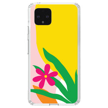 DistinctInk® Clear Shockproof Hybrid Case for Apple iPhone / Samsung Galaxy / Google Pixel - Summer Vibes Bold Flower Pink Green Yellow