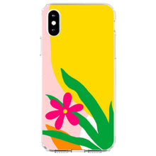 DistinctInk® Clear Shockproof Hybrid Case for Apple iPhone / Samsung Galaxy / Google Pixel - Summer Vibes Bold Flower Pink Green Yellow