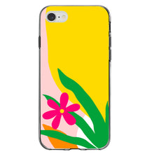 DistinctInk® Clear Shockproof Hybrid Case for Apple iPhone / Samsung Galaxy / Google Pixel - Summer Vibes Bold Flower Pink Green Yellow