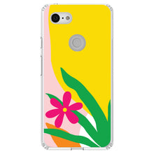 DistinctInk® Clear Shockproof Hybrid Case for Apple iPhone / Samsung Galaxy / Google Pixel - Summer Vibes Bold Flower Pink Green Yellow