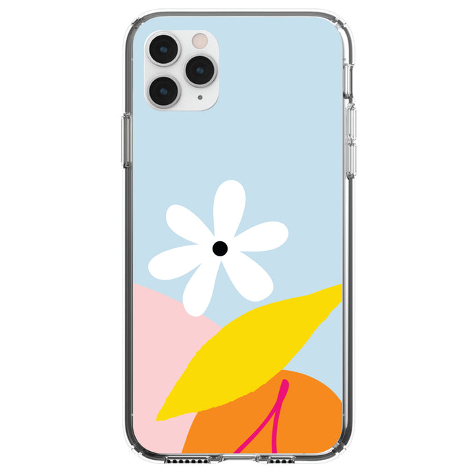 DistinctInk® Clear Shockproof Hybrid Case for Apple iPhone / Samsung Galaxy / Google Pixel - Summer Vibes Bold Cherry Pink Orange Yellow