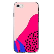 DistinctInk® Clear Shockproof Hybrid Case for Apple iPhone / Samsung Galaxy / Google Pixel - Summer Vibes Bold Flower Pink Blue Yellow