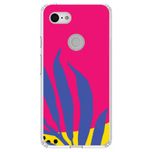 DistinctInk® Clear Shockproof Hybrid Case for Apple iPhone / Samsung Galaxy / Google Pixel - Summer Vibes Bold Flower Blue Pink Yellow