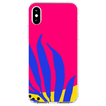 DistinctInk® Clear Shockproof Hybrid Case for Apple iPhone / Samsung Galaxy / Google Pixel - Summer Vibes Bold Flower Blue Pink Yellow