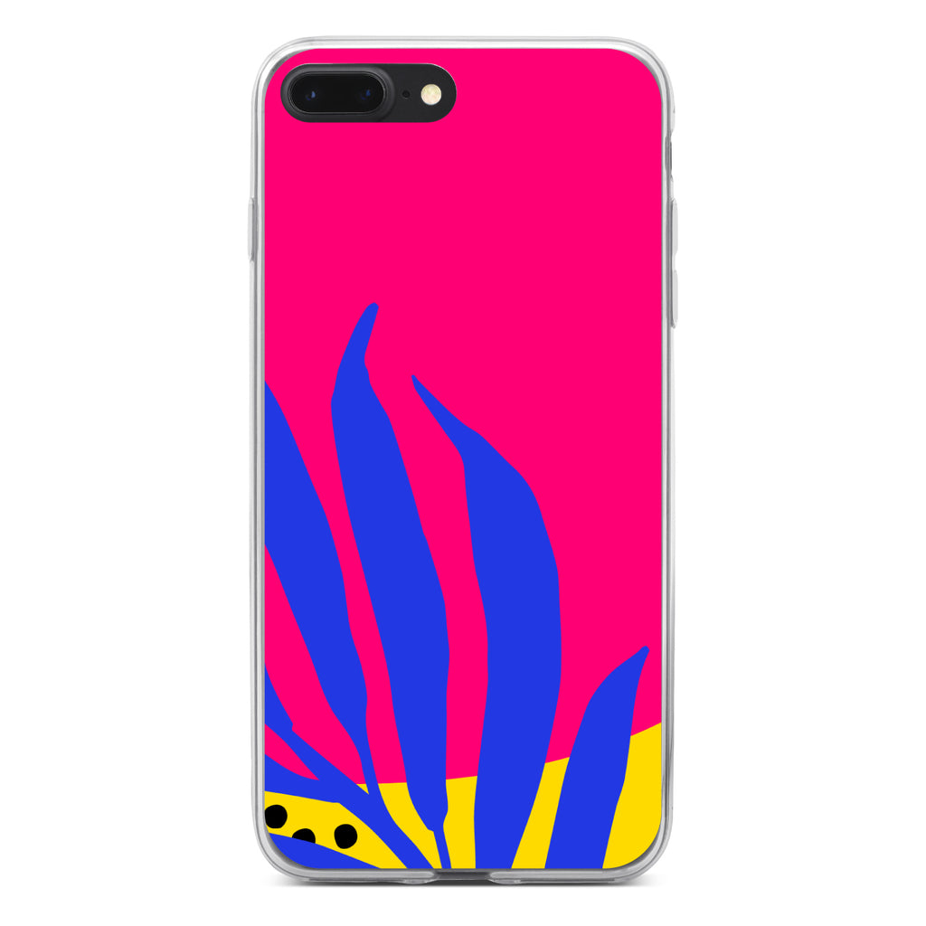 Summer Vibes Bold Flower Blue Pink Yellow Clear Shockproof iPhone Case, view 6