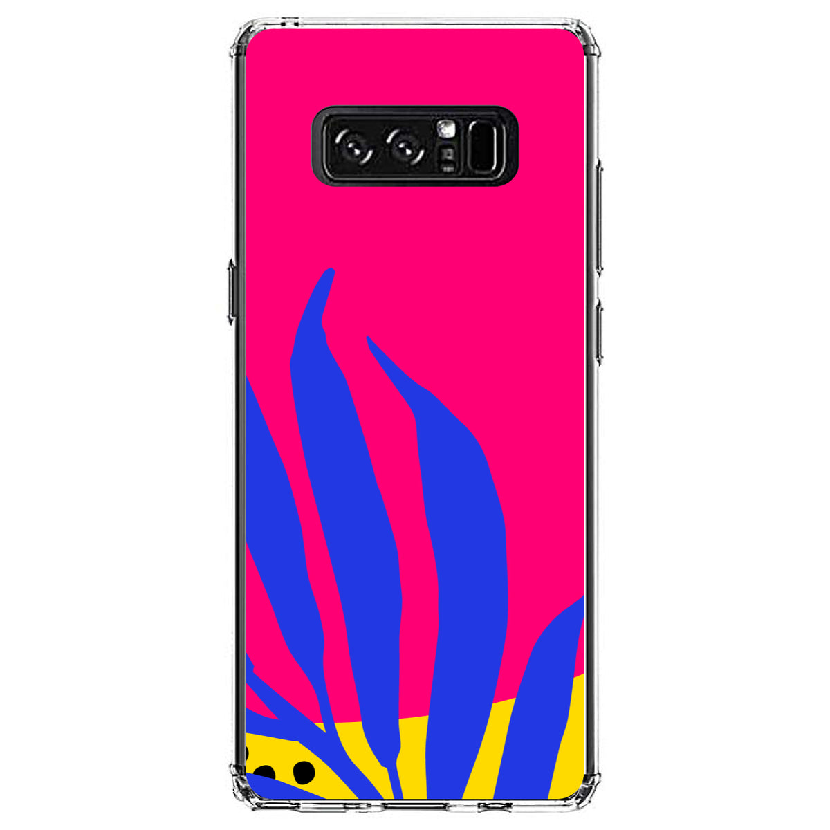 Summer Vibes Bold Flower Blue Pink Yellow Clear Shockproof iPhone Case, view 12
