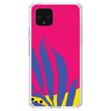 DistinctInk® Clear Shockproof Hybrid Case for Apple iPhone / Samsung Galaxy / Google Pixel - Summer Vibes Bold Flower Blue Pink Yellow