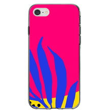 DistinctInk® Clear Shockproof Hybrid Case for Apple iPhone / Samsung Galaxy / Google Pixel - Summer Vibes Bold Flower Blue Pink Yellow