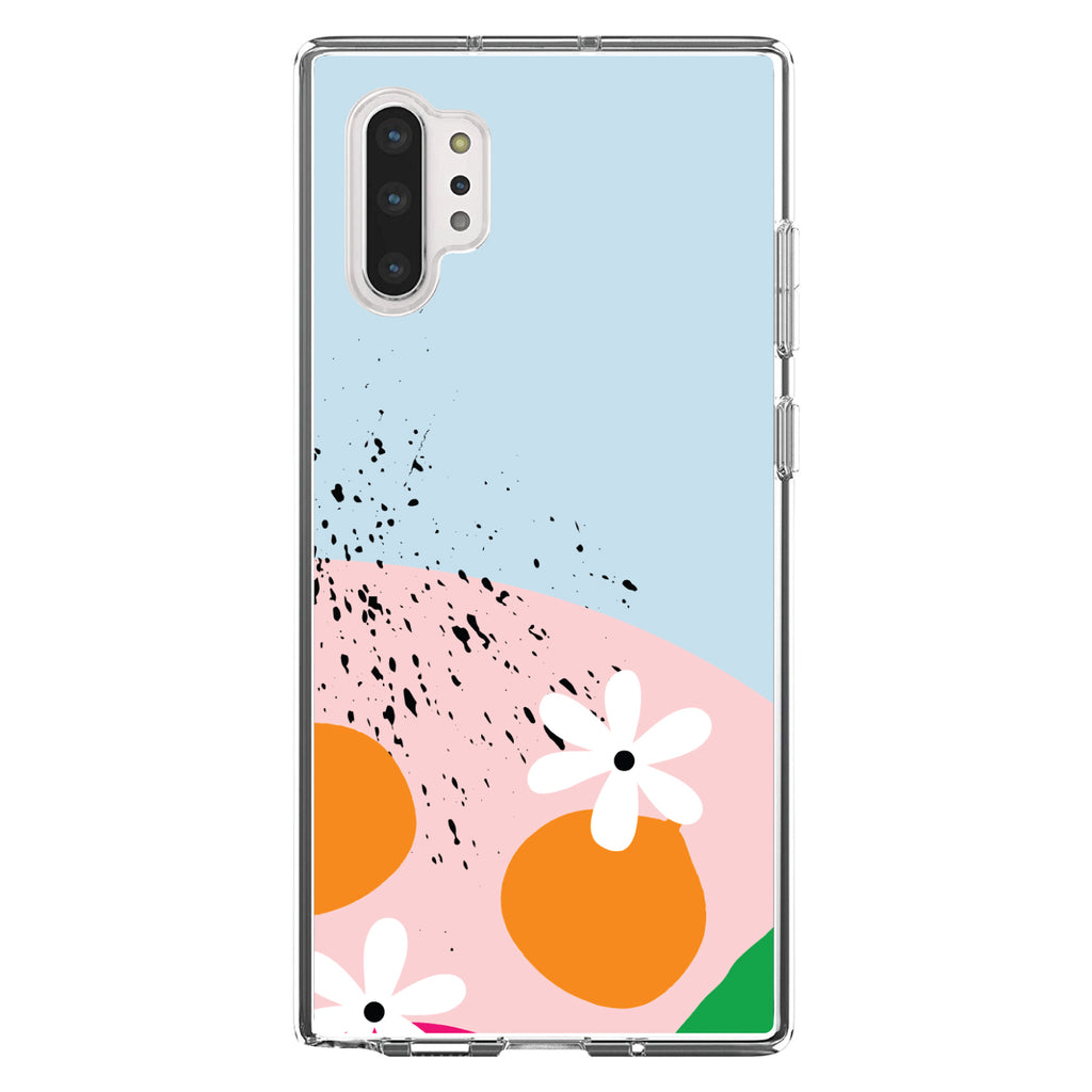 Summer Vibes Bold Flower Pink White Orange Clear Shockproof iPhone Case, view 10