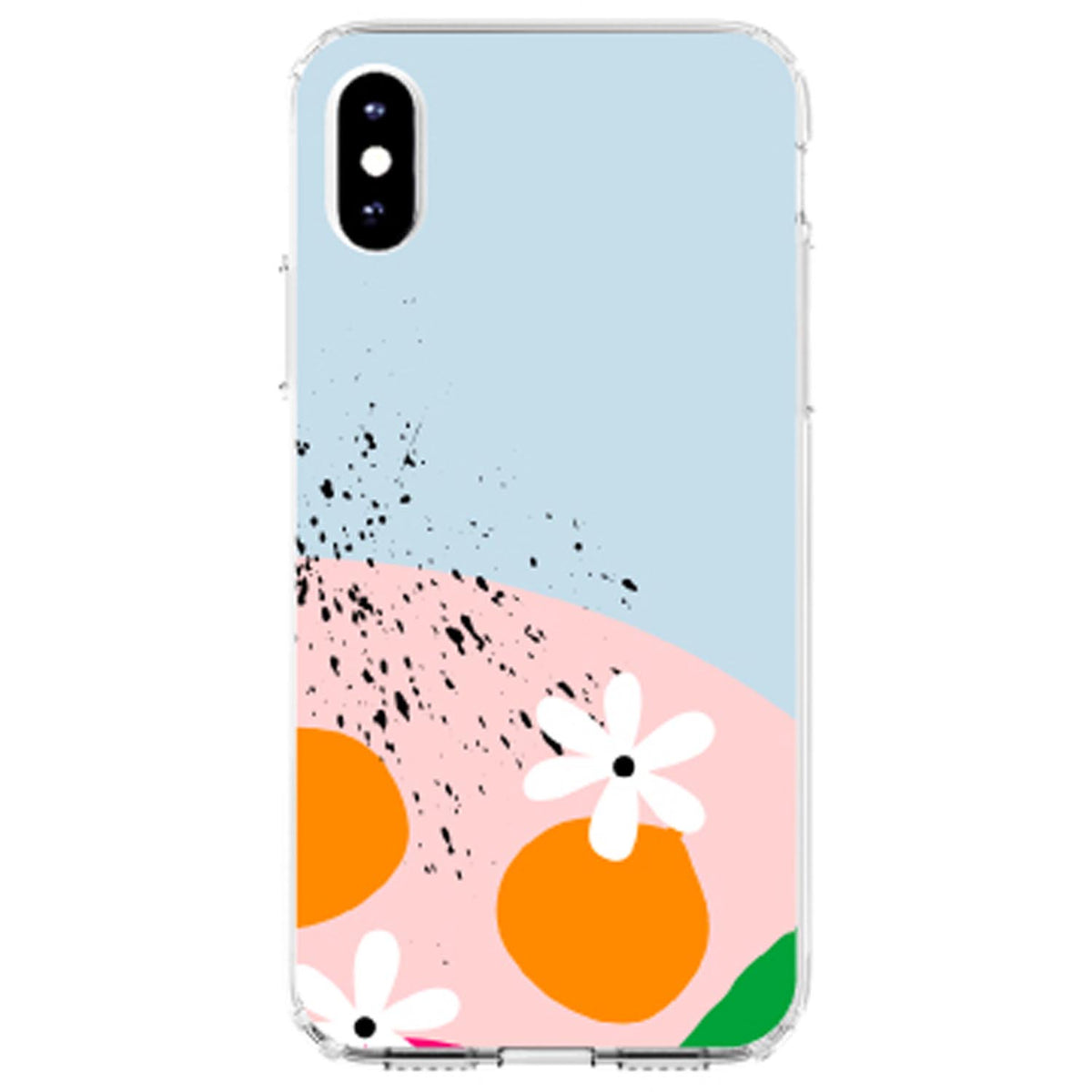 Summer Vibes Bold Flower Pink White Orange Clear Shockproof iPhone Case, view 4