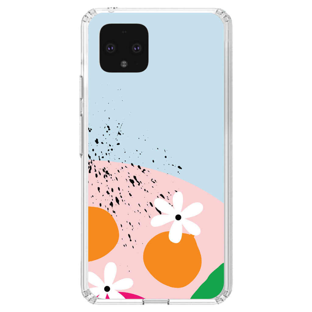 Summer Vibes Bold Flower Pink White Orange Clear Shockproof iPhone Case, view 23