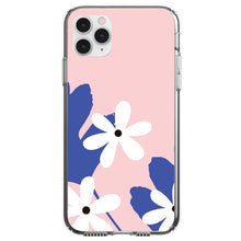 DistinctInk® Clear Shockproof Hybrid Case for Apple iPhone / Samsung Galaxy / Google Pixel - Summer Vibes Bold Flower Pink White Blue