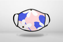 Summer Vibes Bold Flower Pink White Blue - 3-Ply Reusable Soft Face Mask Covering, Unisex, Cotton Inner Layer