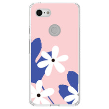 DistinctInk® Clear Shockproof Hybrid Case for Apple iPhone / Samsung Galaxy / Google Pixel - Summer Vibes Bold Flower Pink White Blue