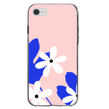 DistinctInk® Clear Shockproof Hybrid Case for Apple iPhone / Samsung Galaxy / Google Pixel - Summer Vibes Bold Flower Pink White Blue