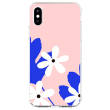 DistinctInk® Clear Shockproof Hybrid Case for Apple iPhone / Samsung Galaxy / Google Pixel - Summer Vibes Bold Flower Pink White Blue