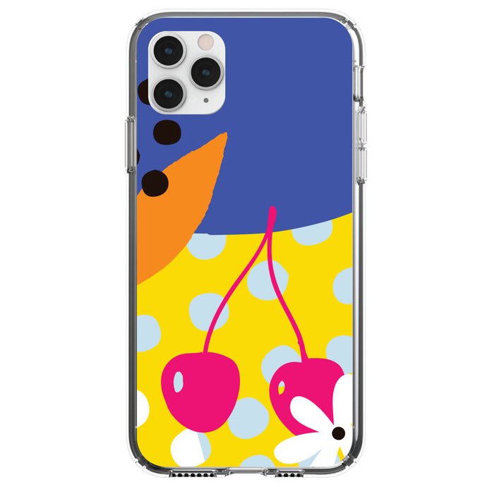 DistinctInk® Clear Shockproof Hybrid Case for Apple iPhone / Samsung Galaxy / Google Pixel - Summer Vibes Bold Flower Chery Pink Yellow