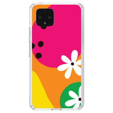 DistinctInk® Clear Shockproof Hybrid Case for Apple iPhone / Samsung Galaxy / Google Pixel - Summer Vibes Bold Flower Orange Pink Yellow